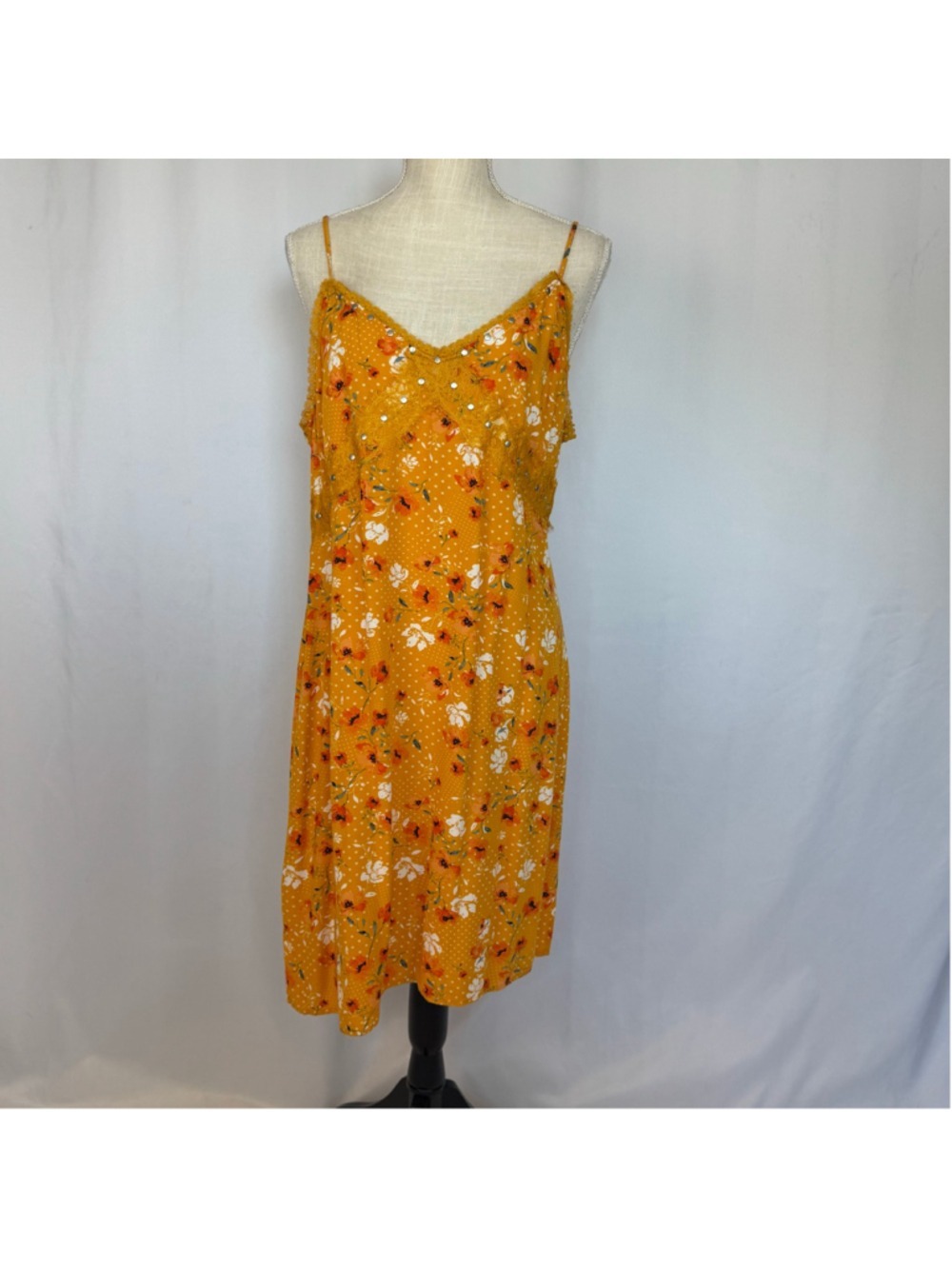 Idyllwind Yellow Floral Mini Slip Dress Women’s XL Boho Cowgirl